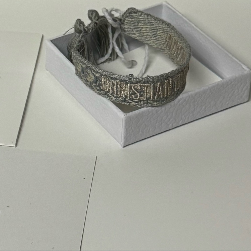 Christian Dior Friendship Bracelet Gray Gold Embroidered Bracelet Women